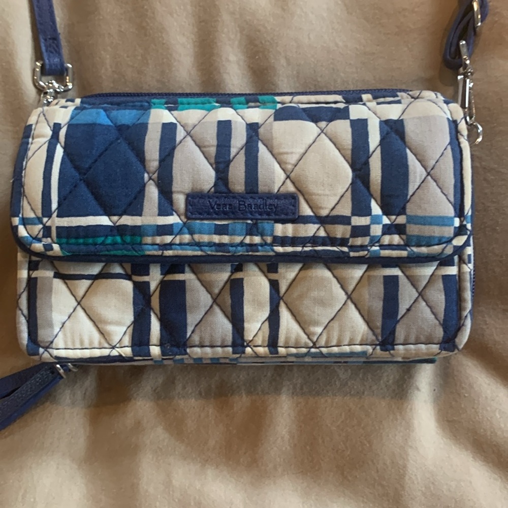 Vera Bradley Plaid RFID Crossbody Bag All-In-One Complete with Cellphone Pocket